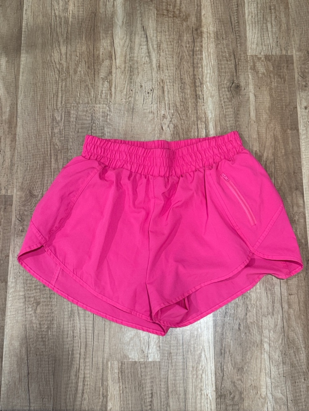 Women’s Vibrant Pink Athletic Running Shorts with Zip Pocket large